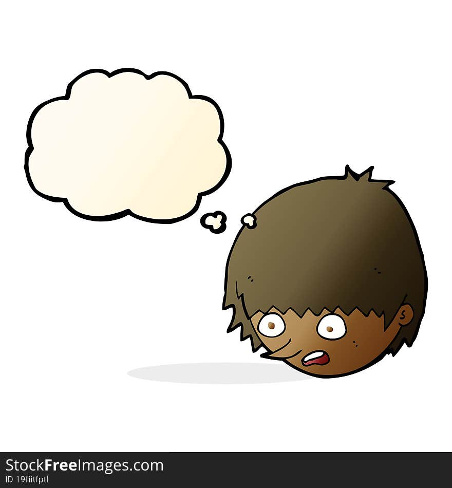 cartoon stressed face with thought bubble