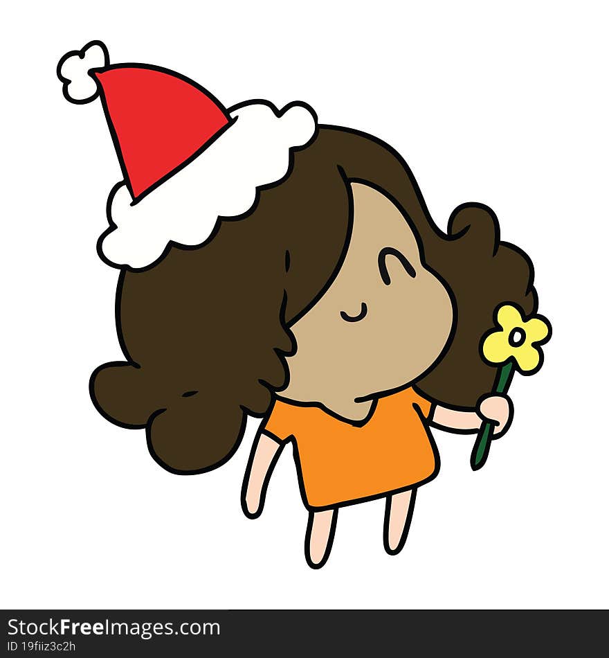 christmas cartoon of kawaii girl