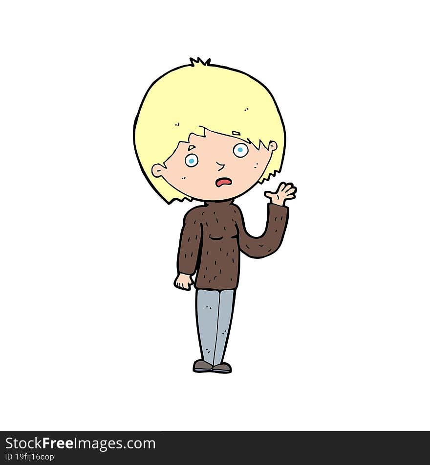 Cartoon Worried Woman