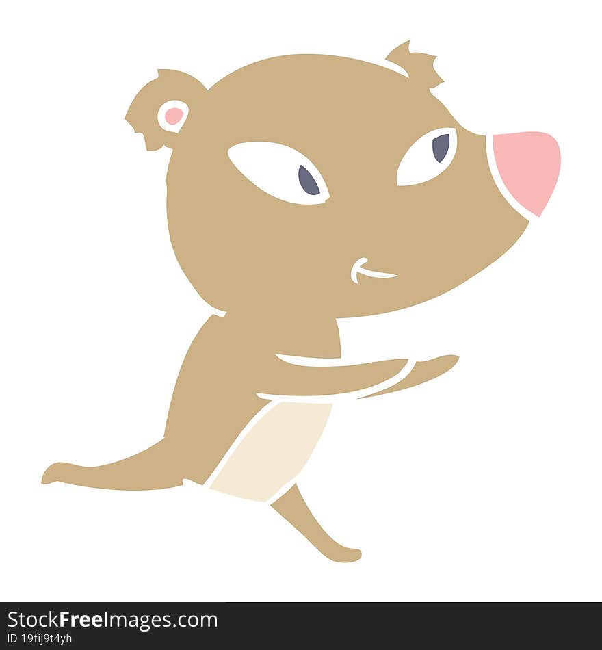 Cute Flat Color Style Cartoon Bear