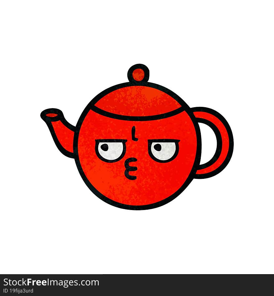 retro grunge texture cartoon teapot