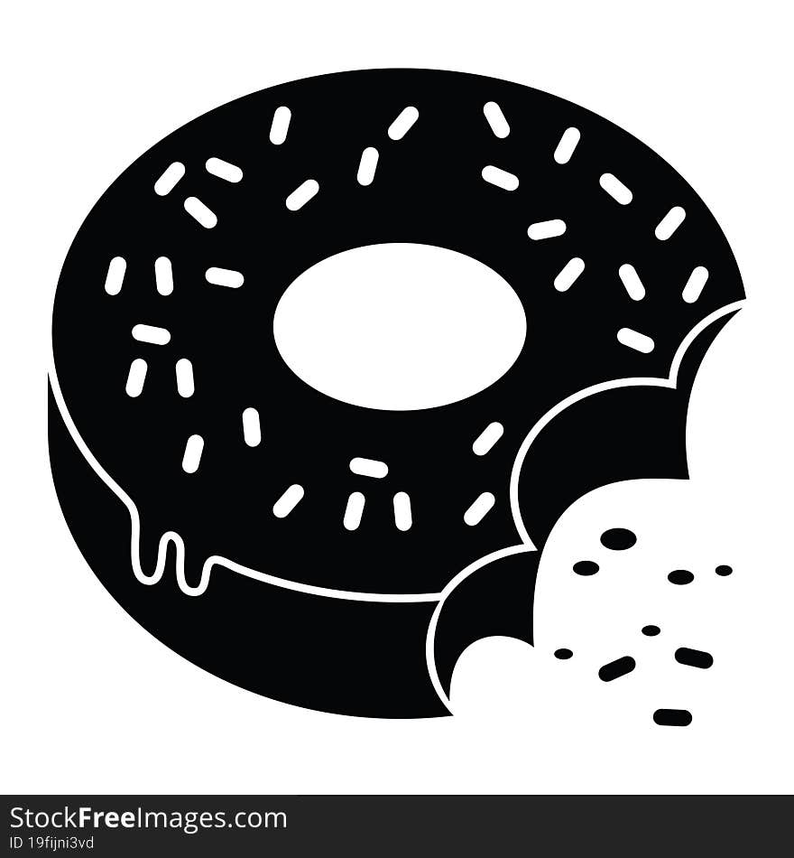 bitten frosted donut graphic icon