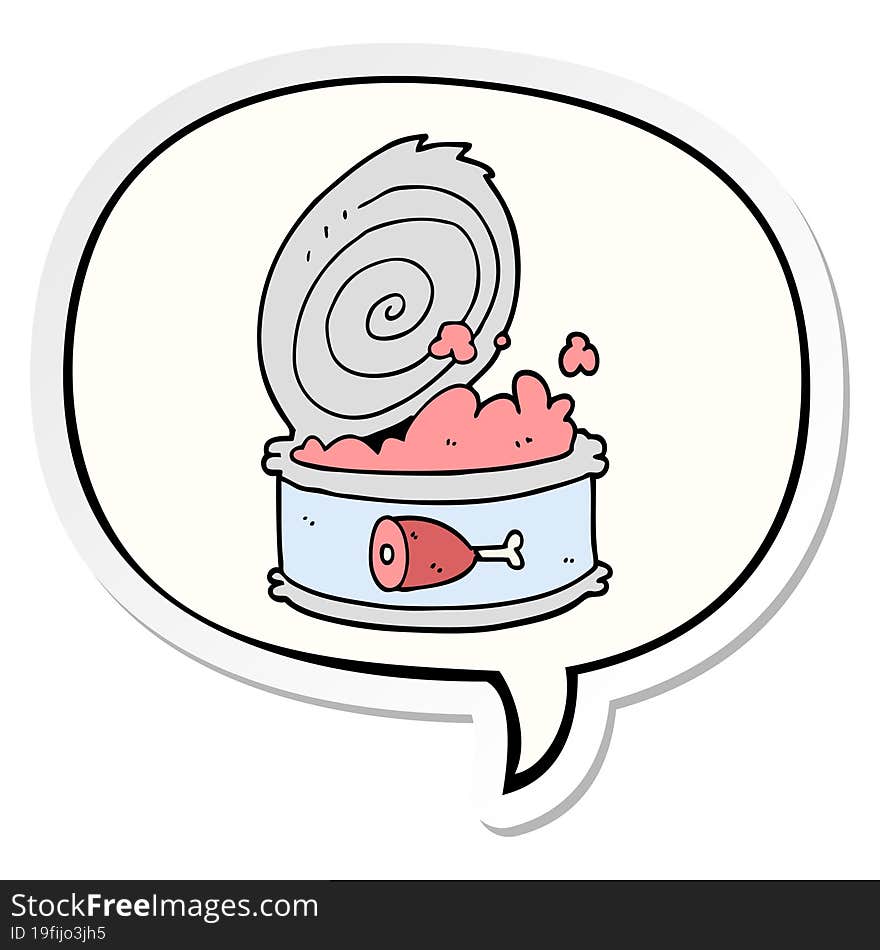 Cartoon Canned Food And Speech Bubble Sticker