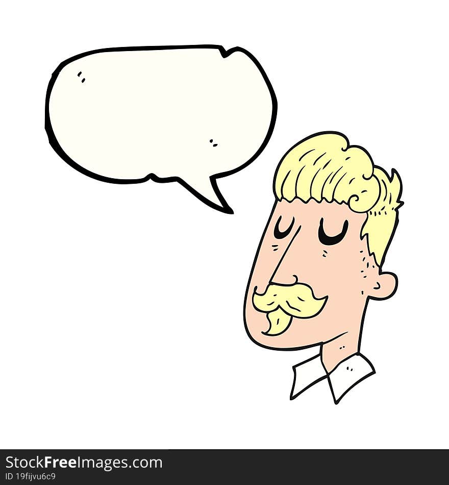 Speech Bubble Cartoon Man With Mustache