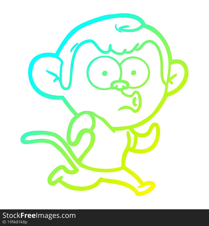 cold gradient line drawing cartoon hooting monkey