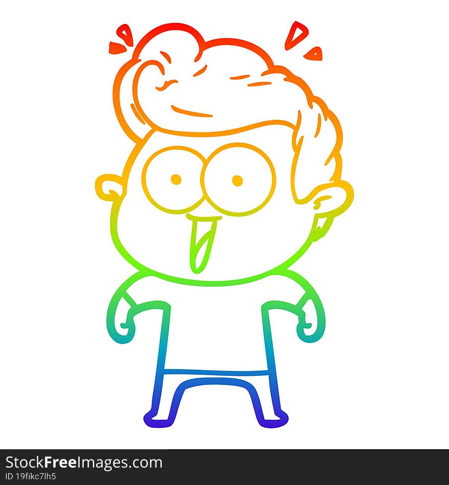 rainbow gradient line drawing cartoon excited man