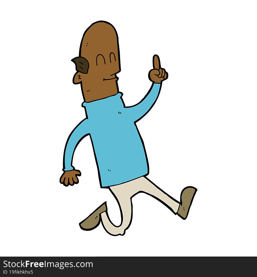 cartoon bald man with idea