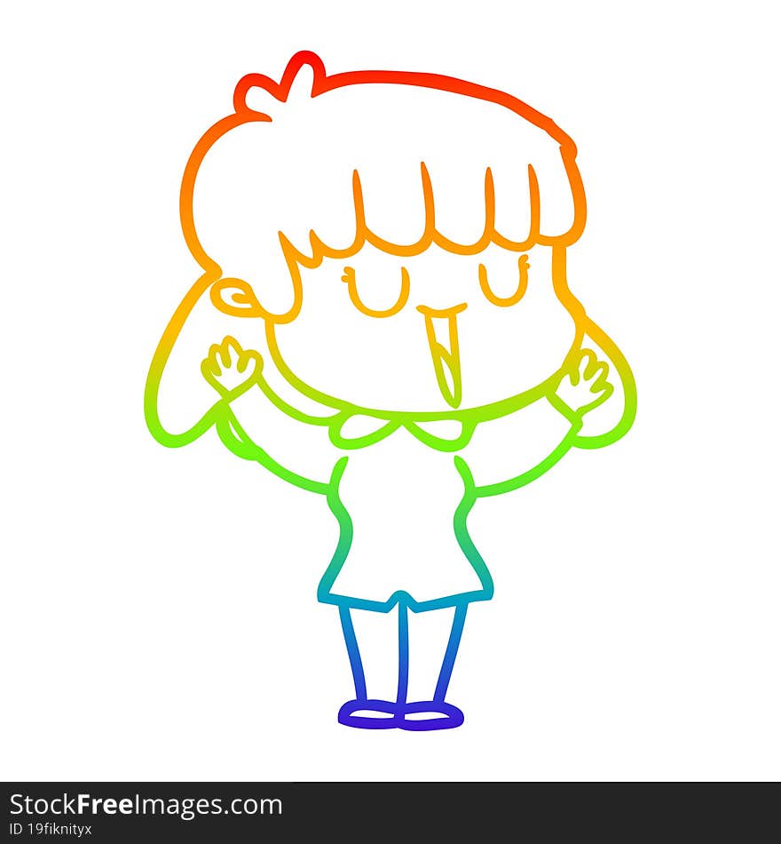 rainbow gradient line drawing of a cartoon woman