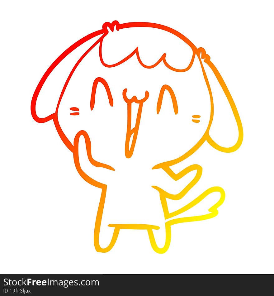 Warm Gradient Line Drawing Cute Cartoon Dog