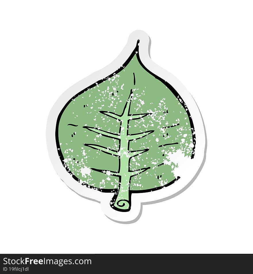 retro distressed sticker of a cartoon leaf