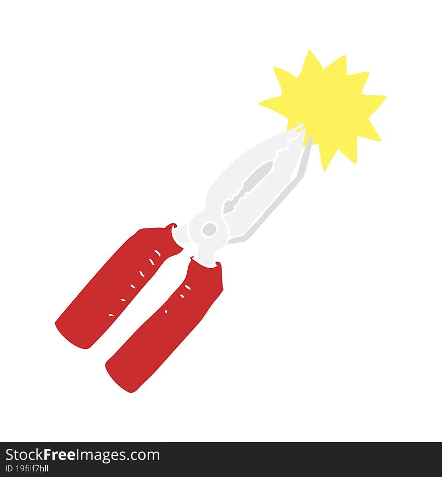 Flat Color Illustration Of A Cartoon Pliers