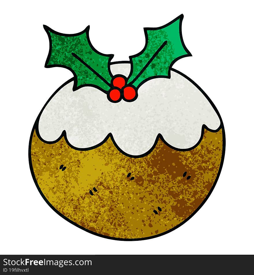 quirky hand drawn cartoon christmas pudding