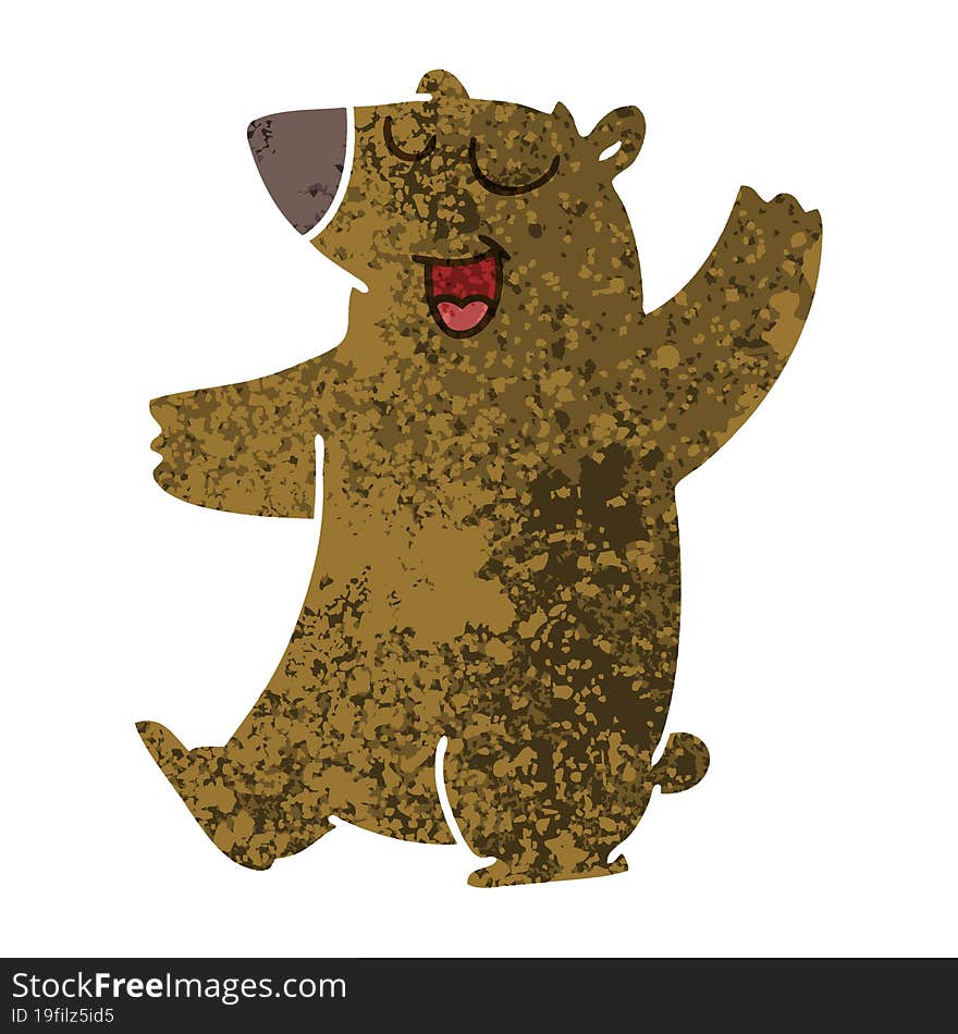 quirky retro illustration style cartoon bear