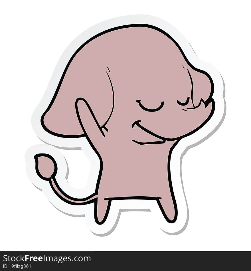 Sticker Of A Cartoon Smiling Elephant