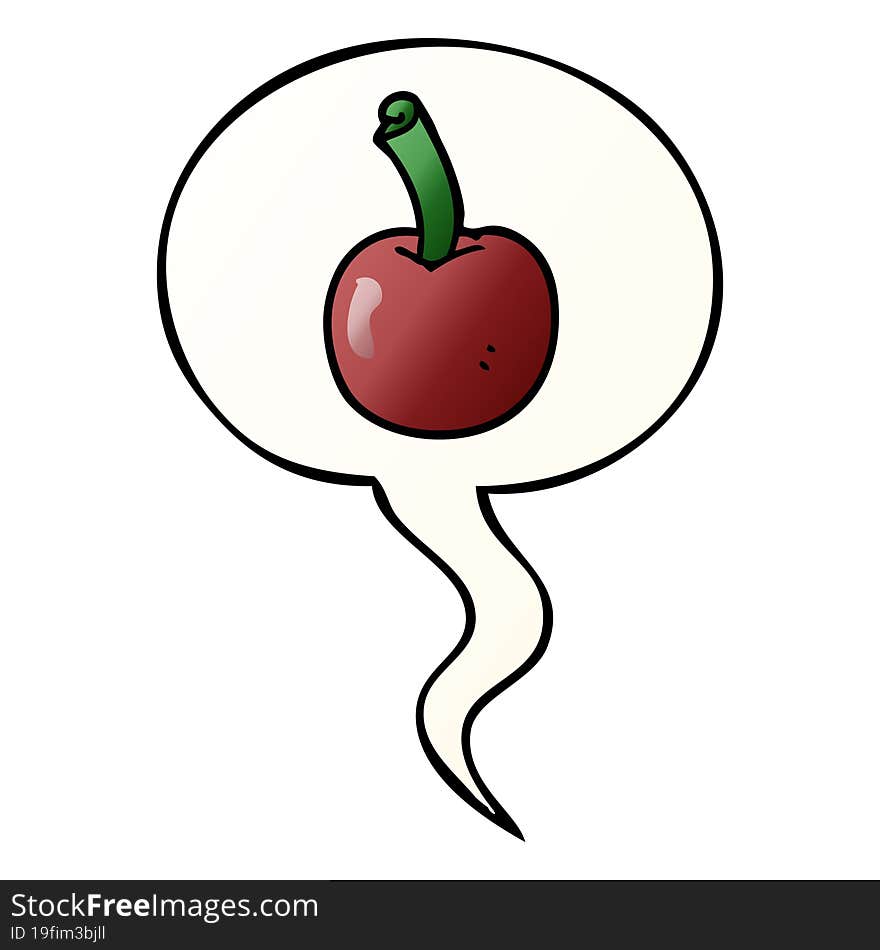 Cartoon Cherry And Speech Bubble In Smooth Gradient Style