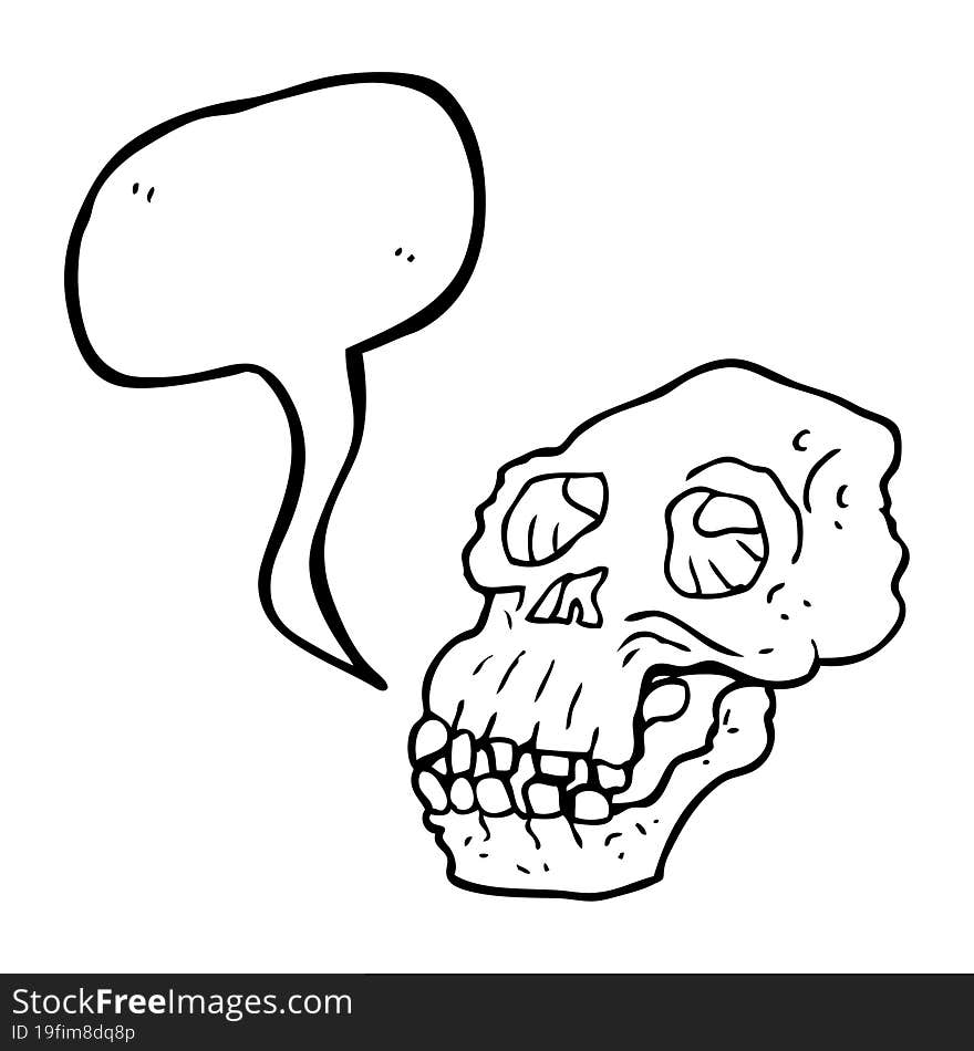 freehand drawn speech bubble cartoon ancient skull