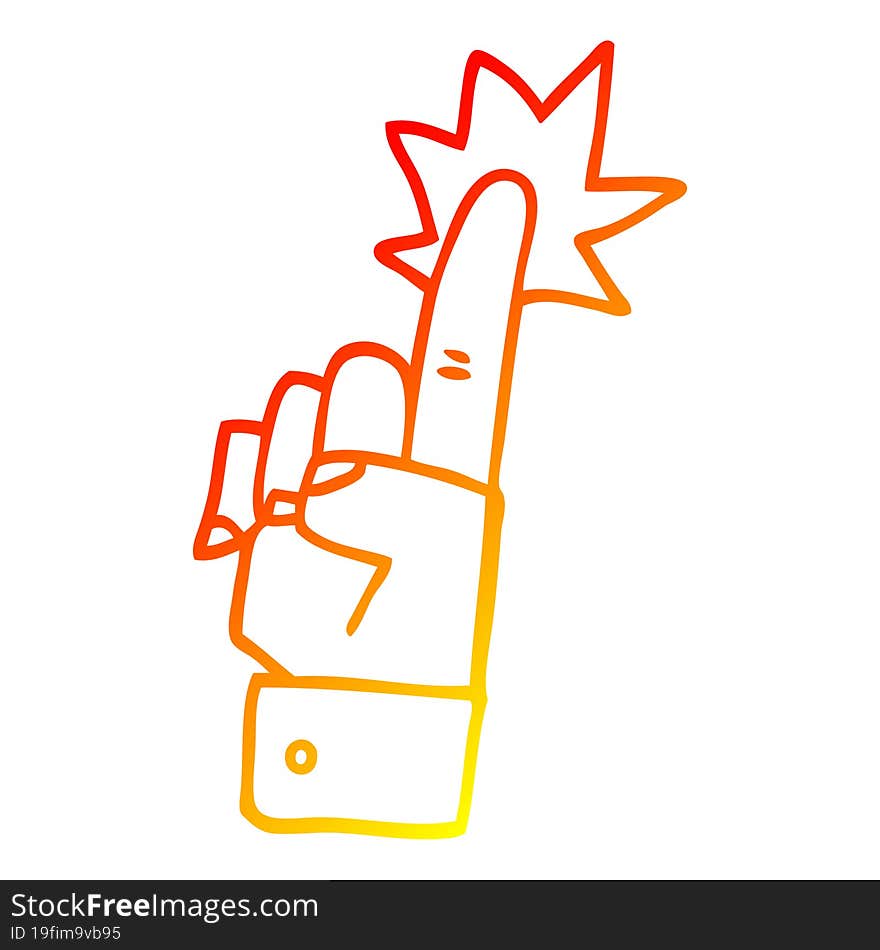 warm gradient line drawing of a cartoon pointing hand