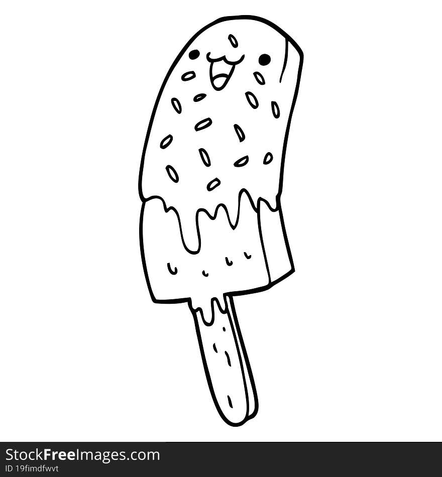 cute cartoon happy ice lolly