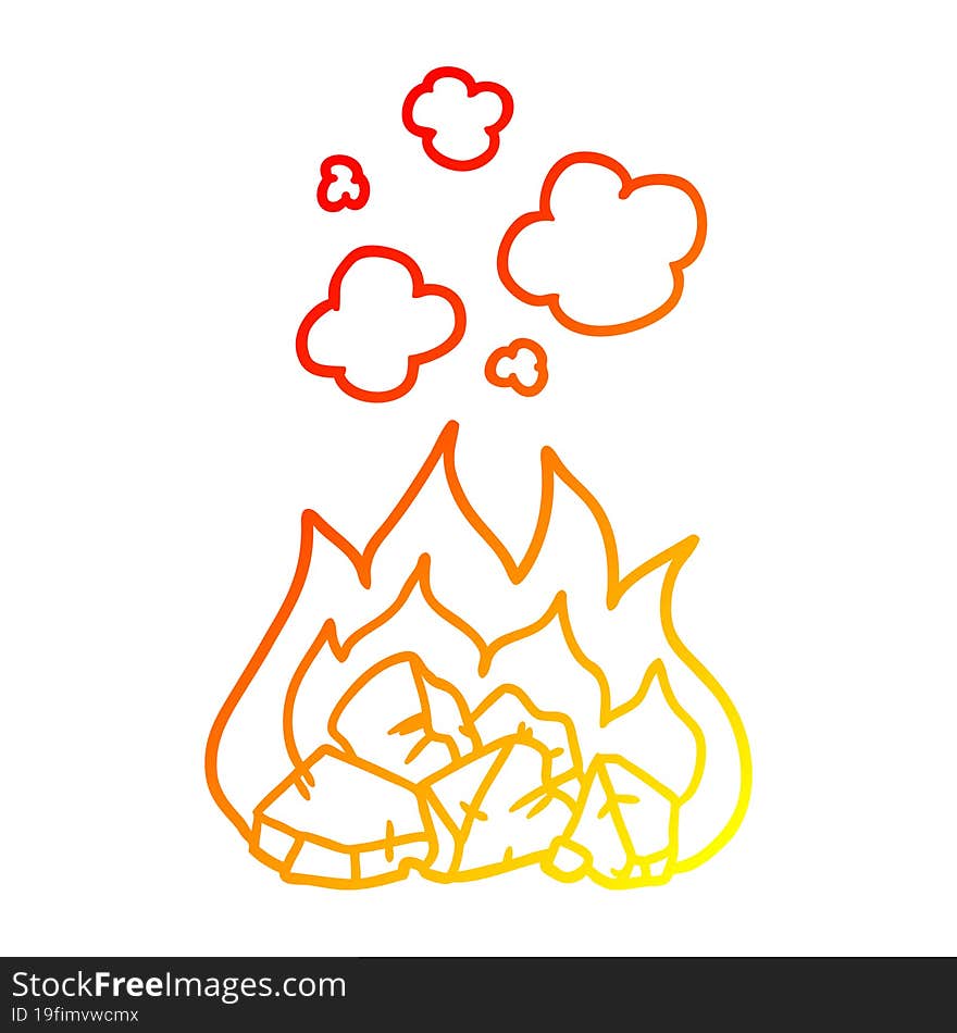 warm gradient line drawing cartoon hot coals