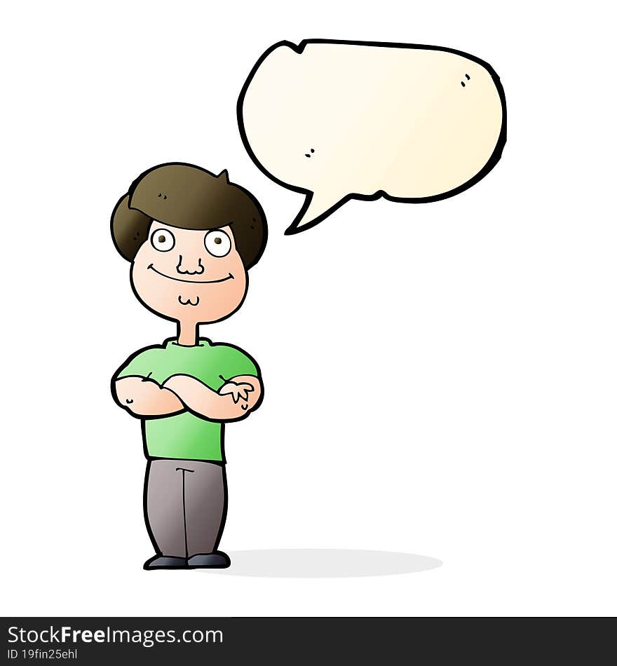 Cartoon Happy Man With Speech Bubble