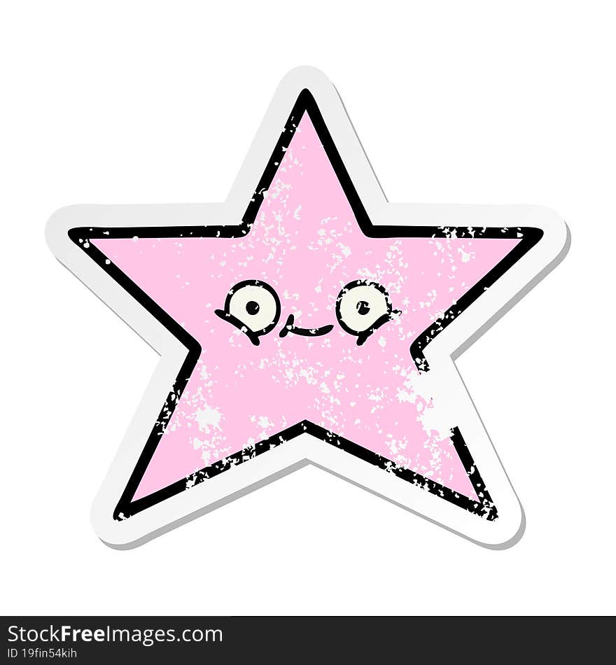 Distressed Sticker Of A Cute Cartoon Star Fish