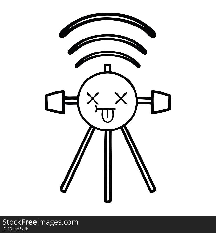 line drawing cartoon satellite