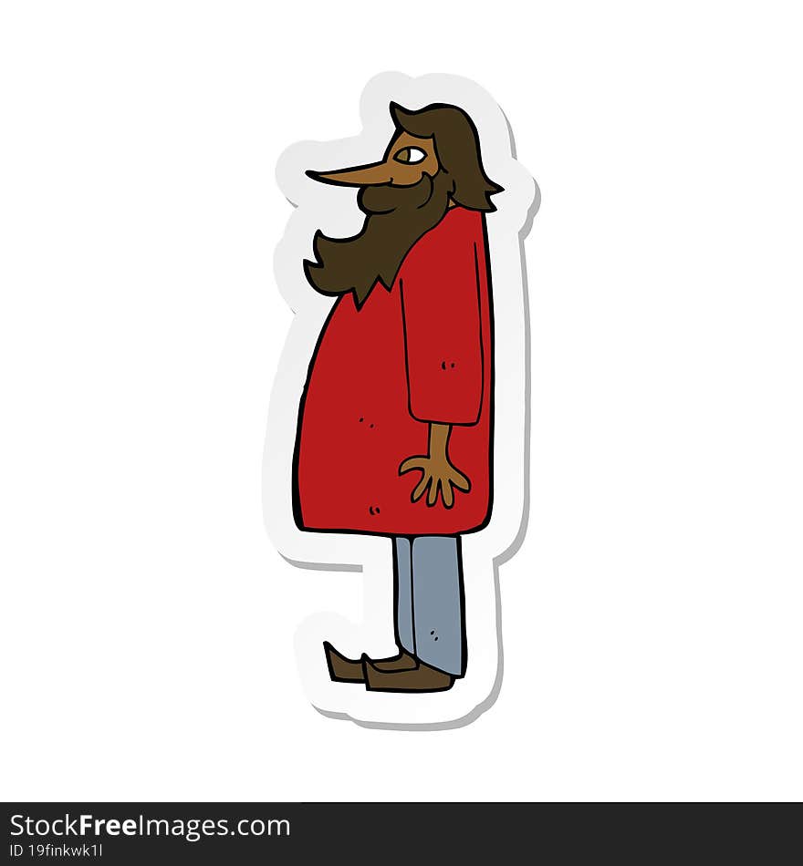 Sticker Of A Cartoon Bearded Old Man