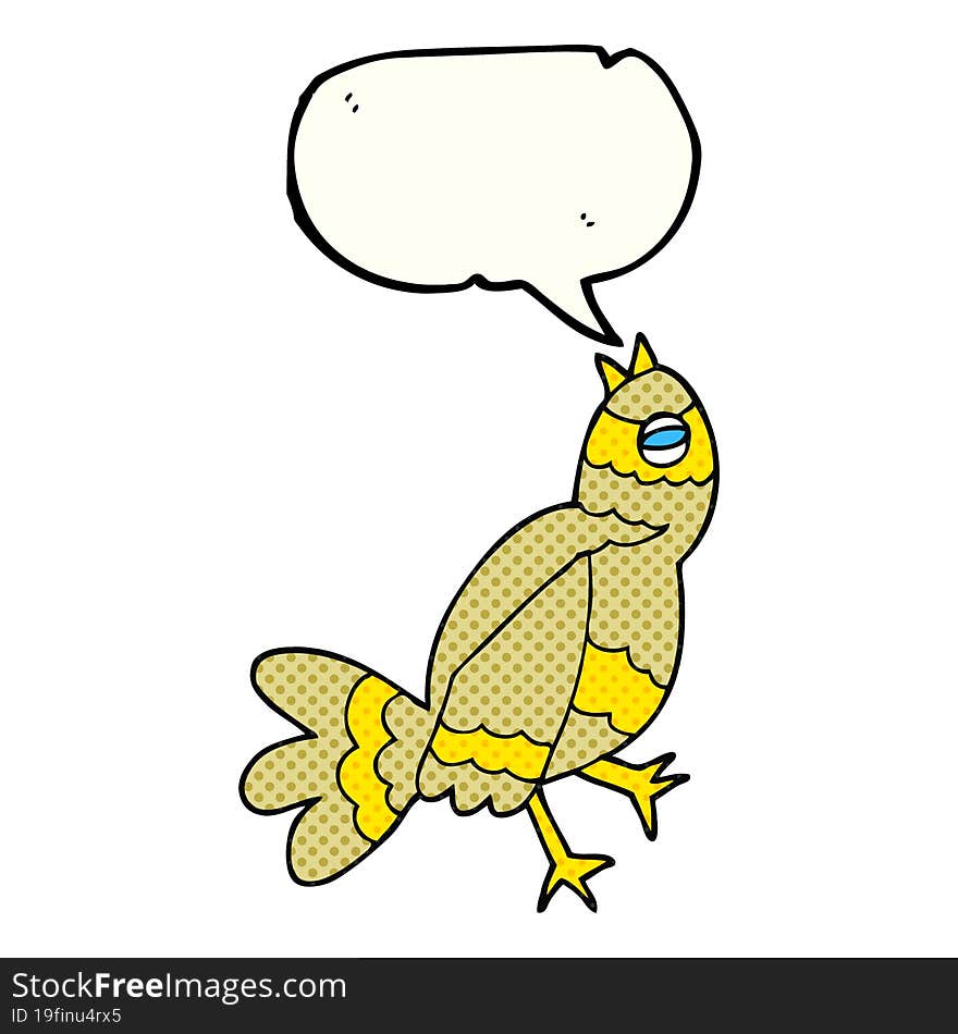 freehand drawn comic book speech bubble cartoon bird