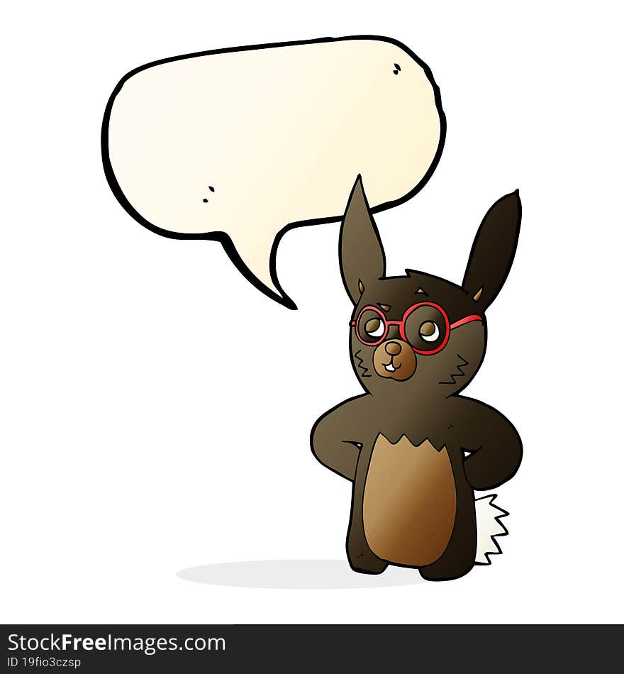 Cartoon Rabbit Wearing Spectacles With Speech Bubble