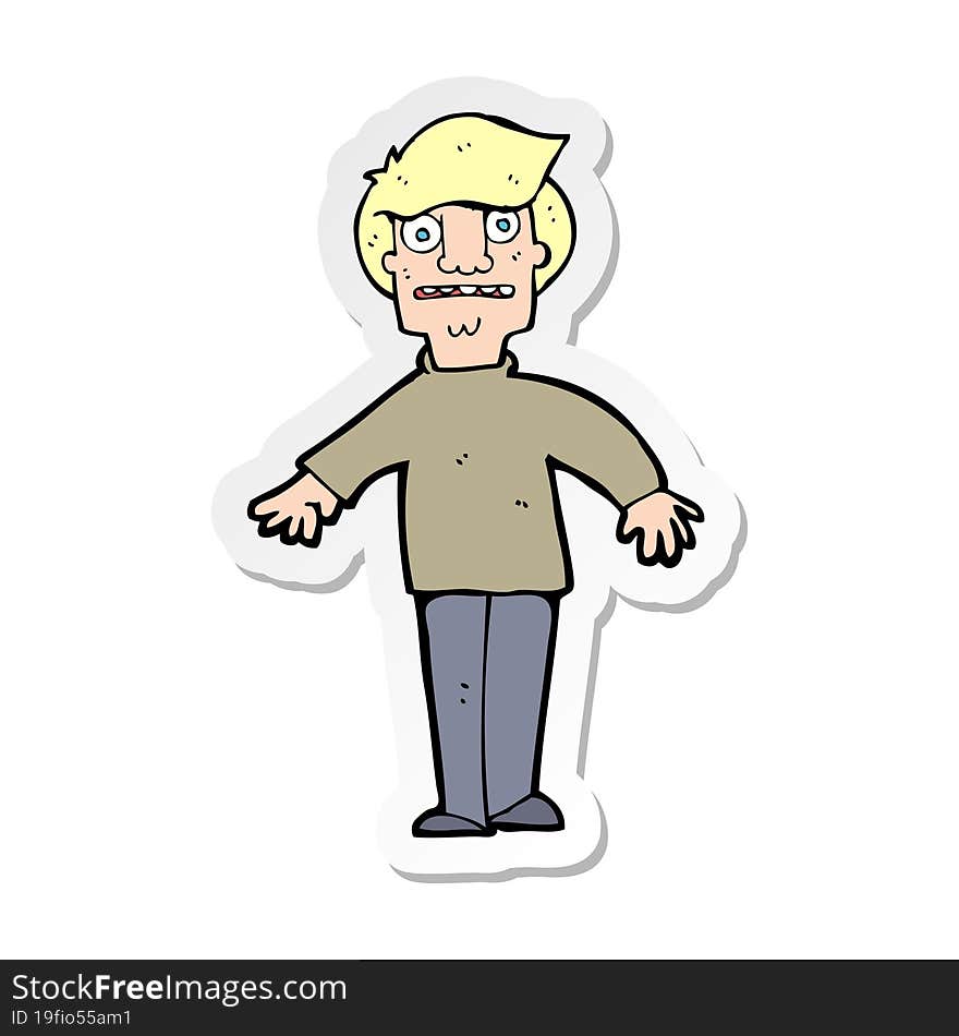 sticker of a cartoon shocked man