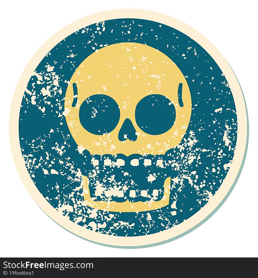 distressed sticker tattoo style icon of a skull