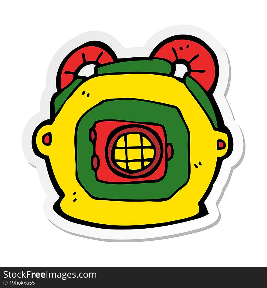 Sticker Of A Cartoon Old Deep Sea Diver Helmet