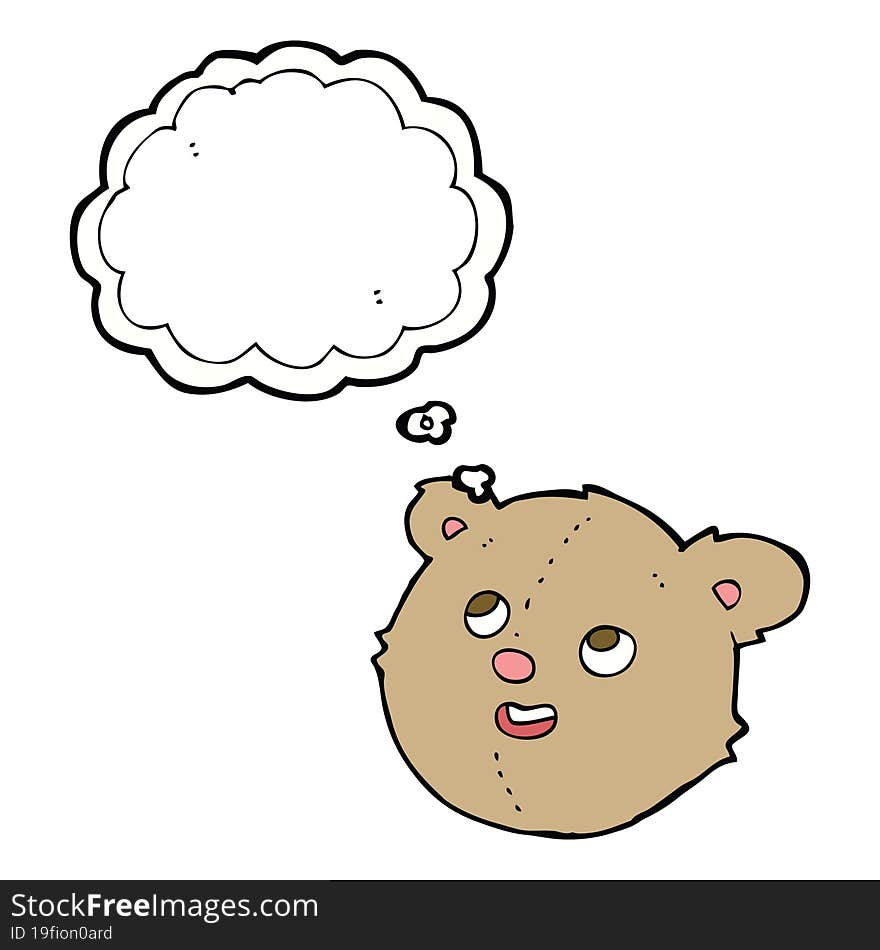 cartoon teddy bear head with thought bubble