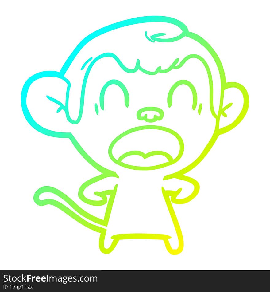 cold gradient line drawing shouting cartoon monkey