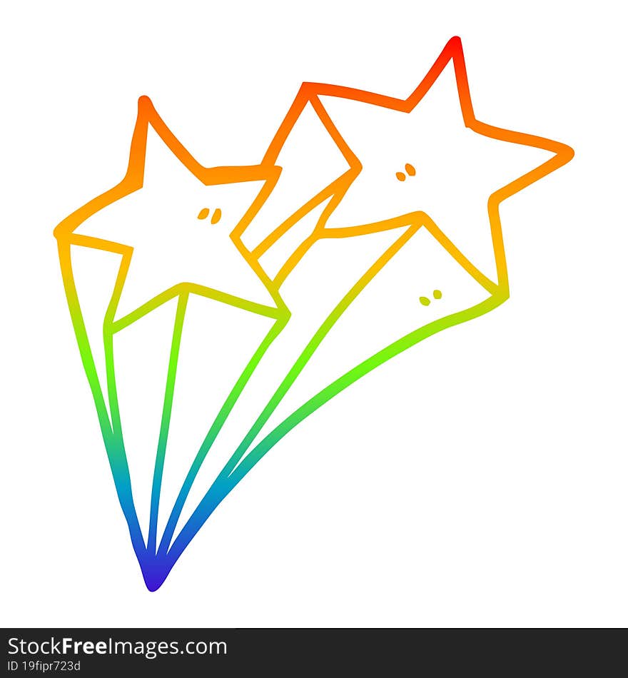 rainbow gradient line drawing cartoon stars