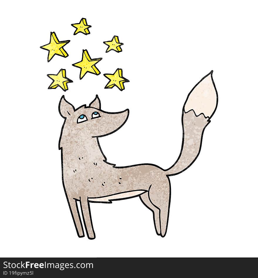 Textured Cartoon Wolf With Stars