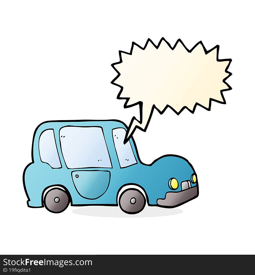 Cartoon Car With Speech Bubble