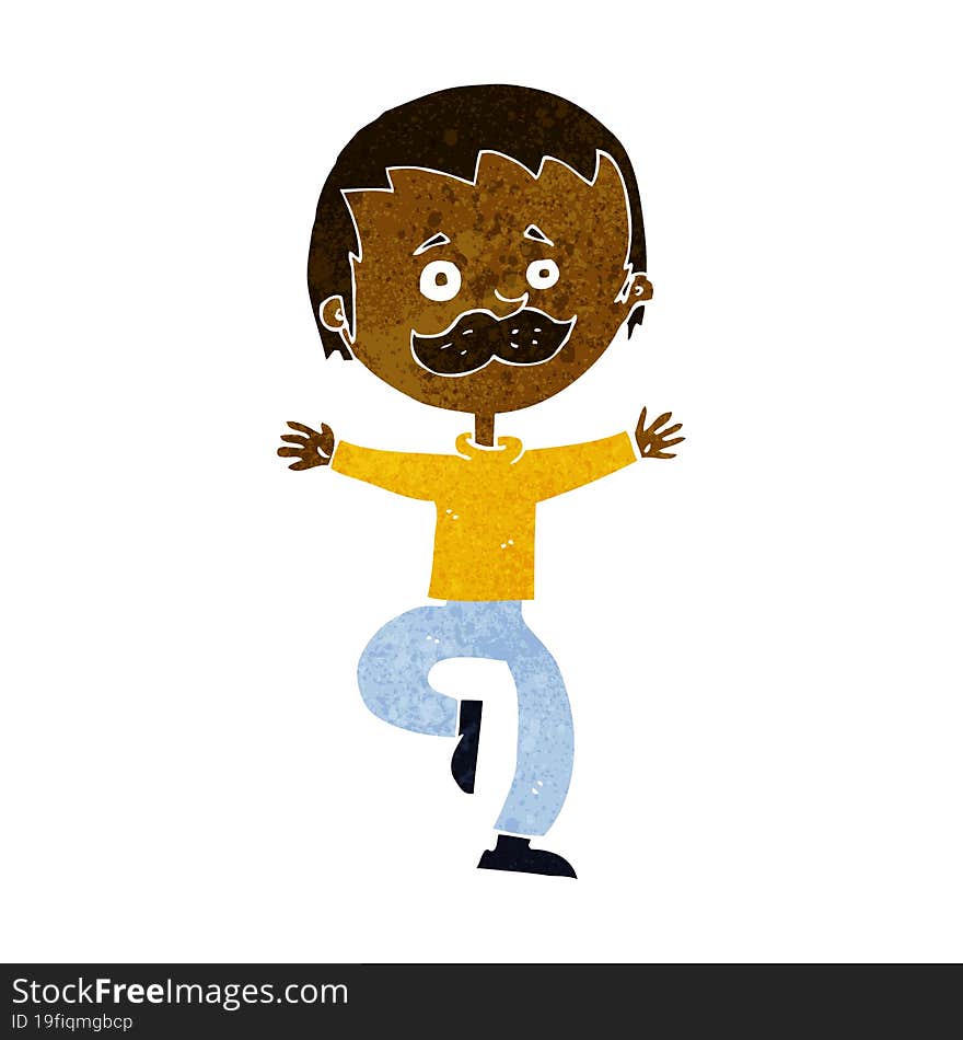 cartoon dancing man with mustache