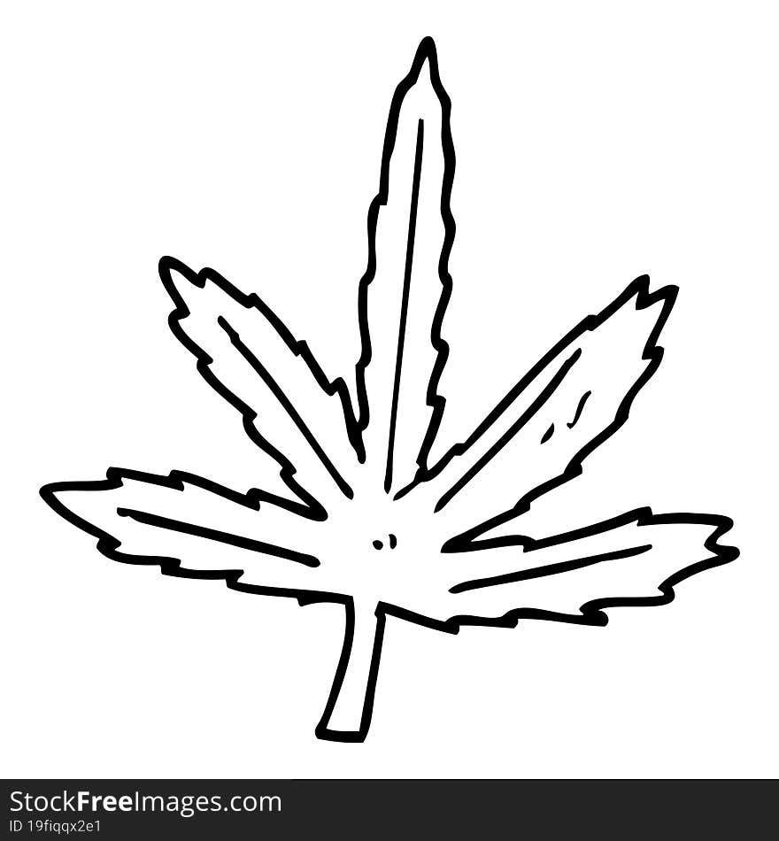 line drawing cartoon marijuana leaf