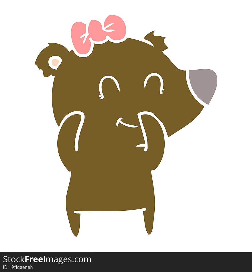 female bear flat color style cartoon