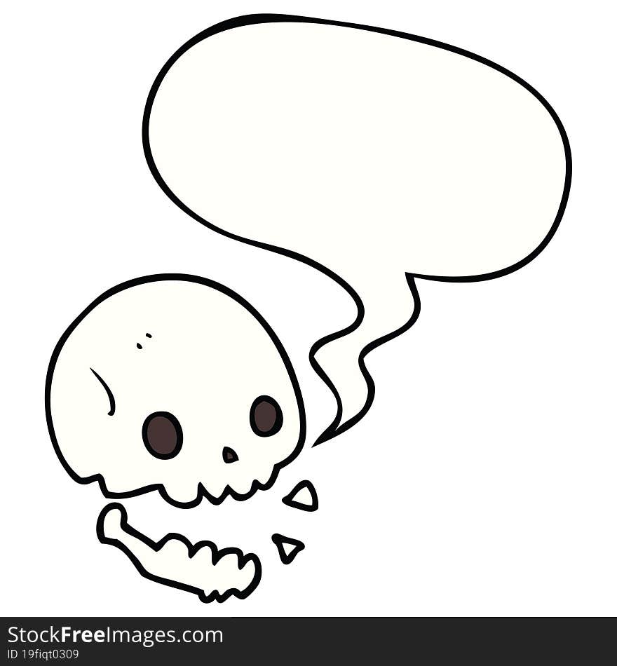 cartoon spooky skull with speech bubble. cartoon spooky skull with speech bubble