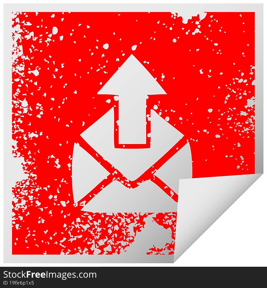 distressed square peeling sticker symbol email sign