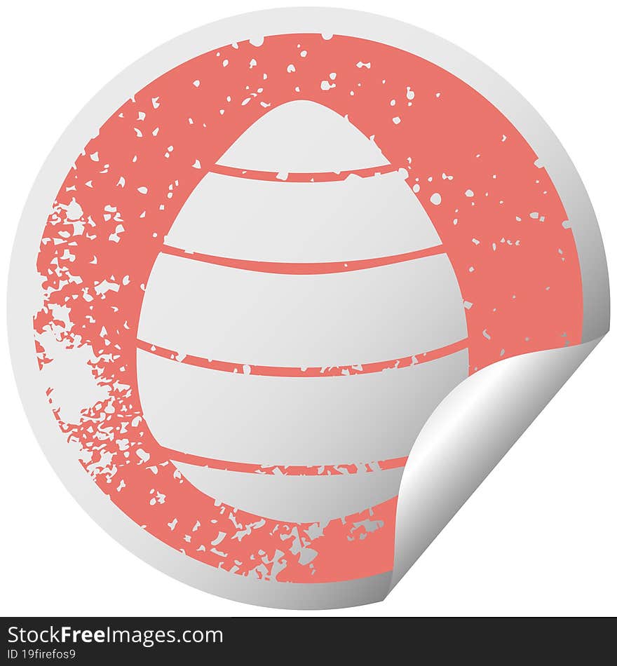 distressed circular peeling sticker quirky symbol easter egg. distressed circular peeling sticker quirky symbol easter egg