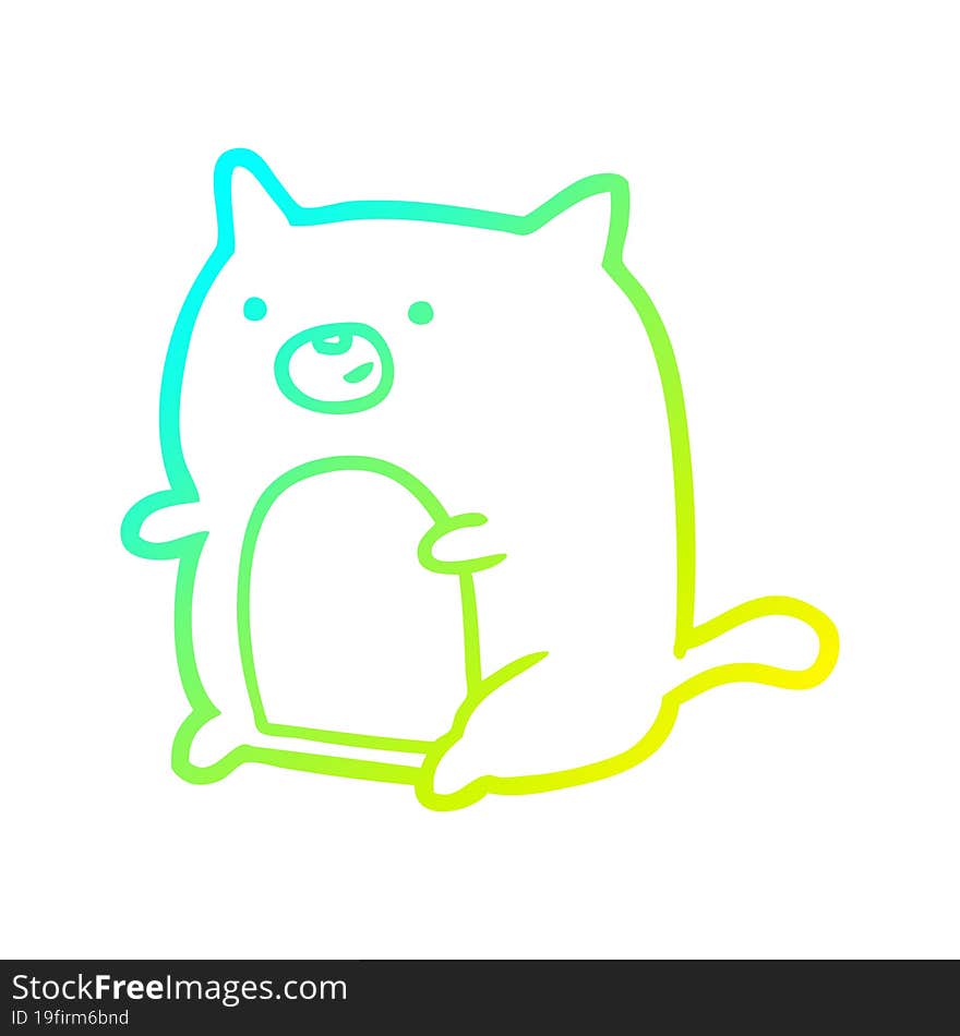 cold gradient line drawing Cartoon cat