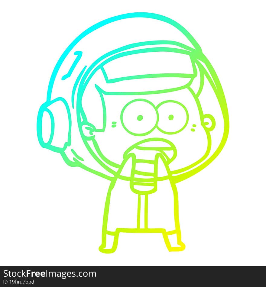 cold gradient line drawing cartoon surprised astronaut