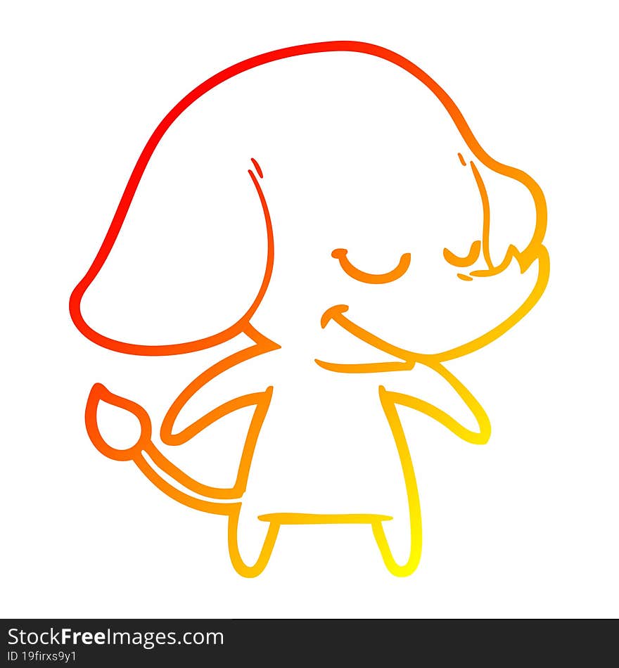 warm gradient line drawing cartoon smiling elephant