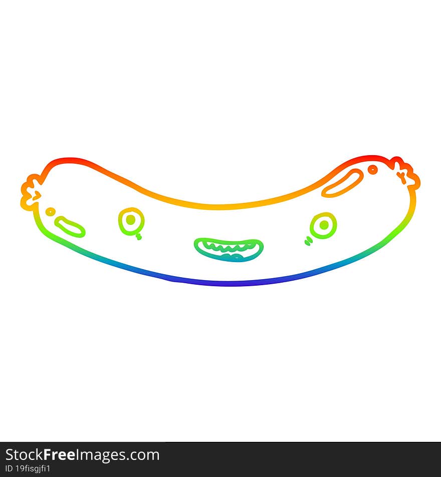 Rainbow Gradient Line Drawing Cartoon Sausage