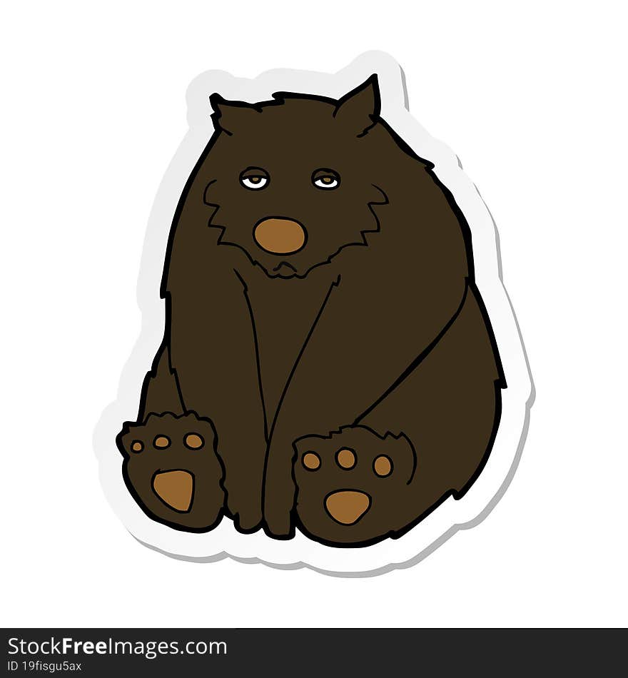 sticker of a cartoon unhappy black bear