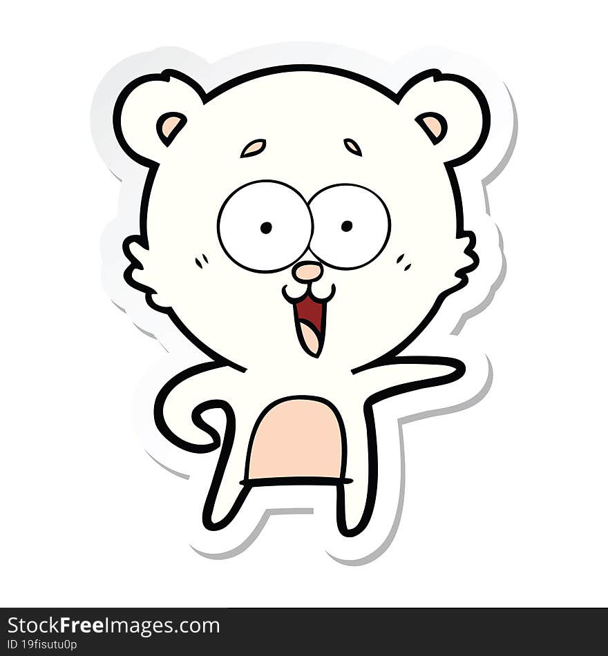 sticker of a laughing teddy  bear cartoon