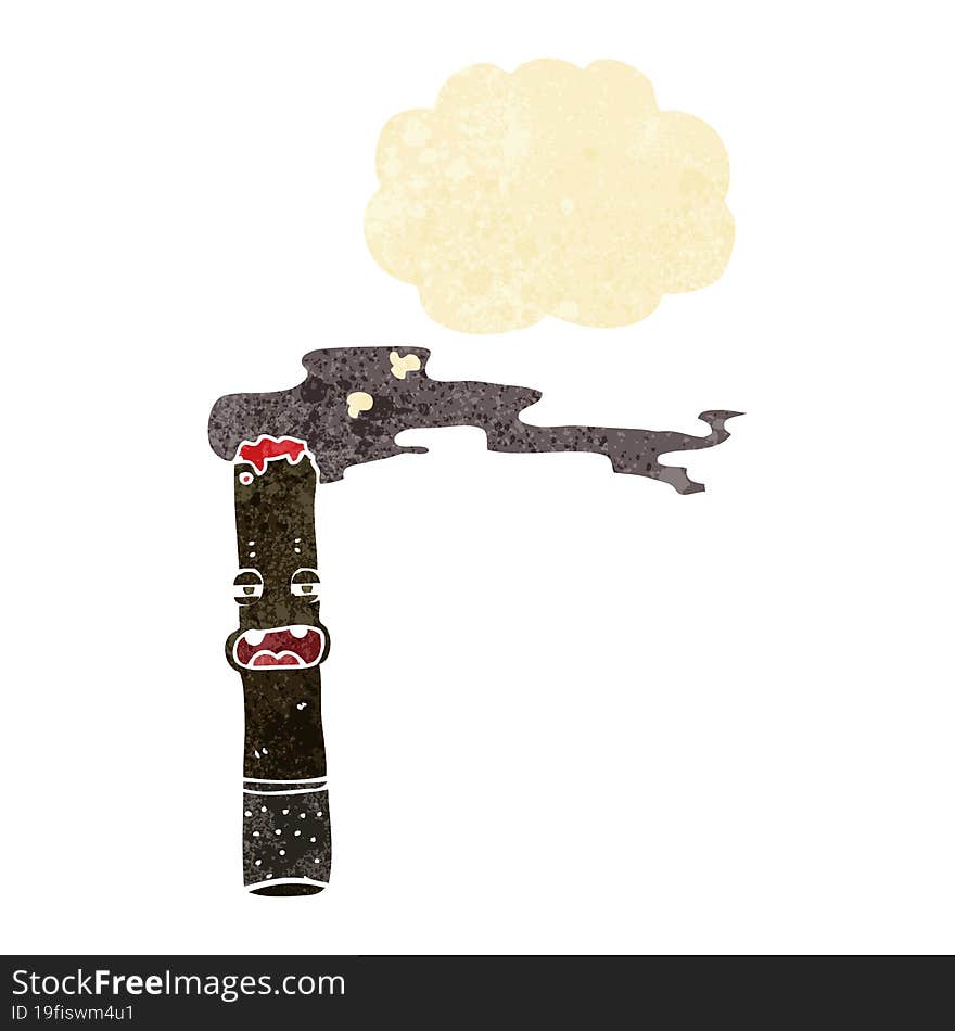 cartoon cigar character with thought bubble